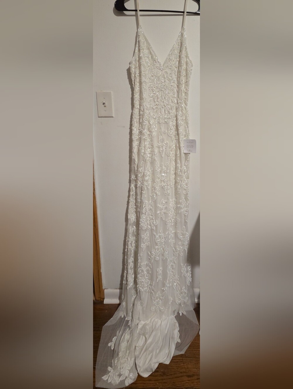 NWT Lulus Everlasting Passion White Sequin Beaded Backless Maxi Dress